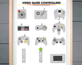 Video Game Controllers ART PRINT 16x20 inches (41 X 51 cm) - thepixelprince