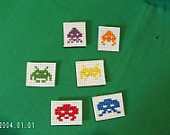 Space Invaders Magnets Atari Aliens Cross Stitched Fridge Magnets - SnarkyLittleStitcher