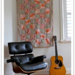 tan and red quilt