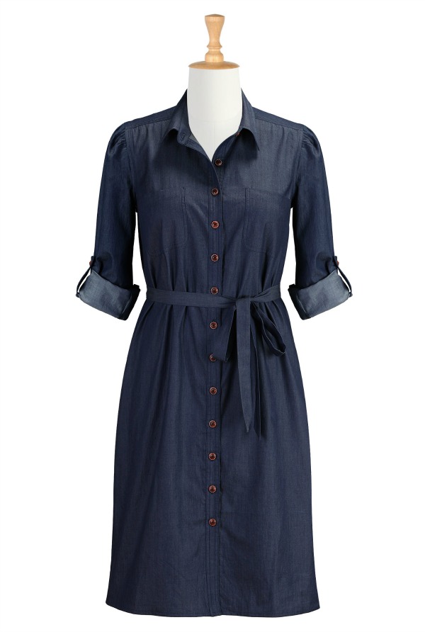 Denim chambray shirt dress