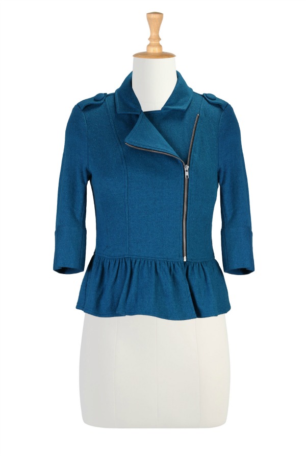 Peplum knit moto jacket